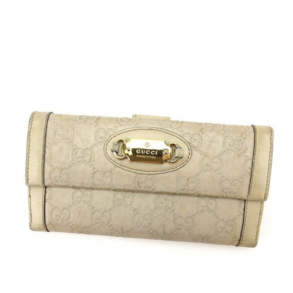 Gucci Wallet Purse Guccissima Beige Gold Woman unisex Authentic Used